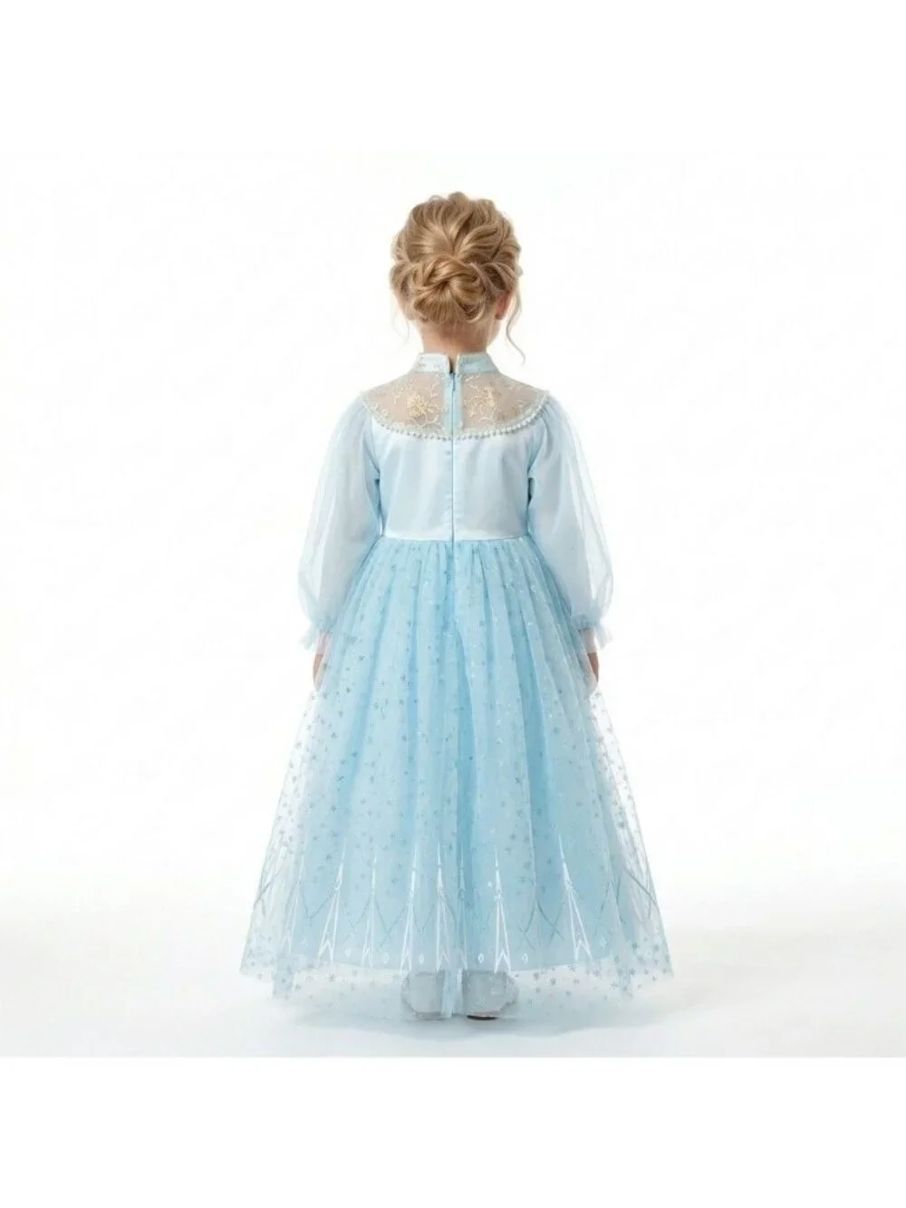 Girls Elsa Frozen Princess Costume Dress Ice Blue Tulle Snowflake Birthday Party